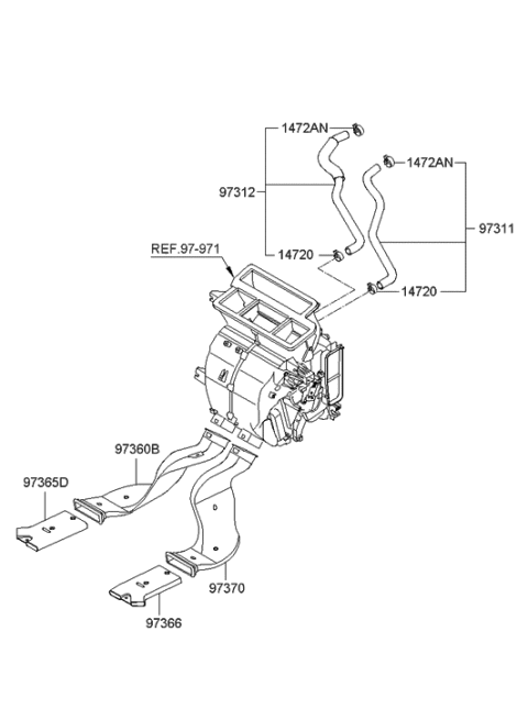 2010 Hyundai Accent Duct-Rear Heating,RH Diagram for 97370-1E000