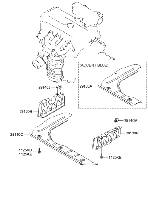 2006 Hyundai Accent Cover Assembly-Engine Under Diagram for 29110-0J000