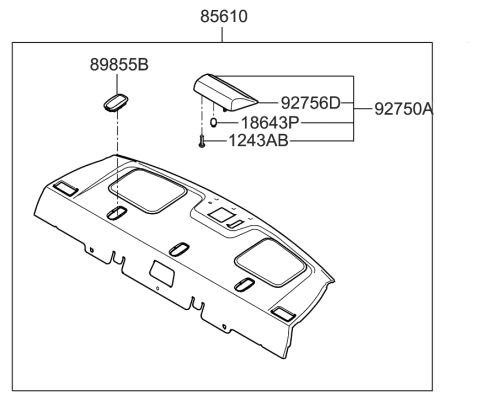 2010 Hyundai Accent Trim Assembly-Package Tray Diagram for 85610-1E200-OR