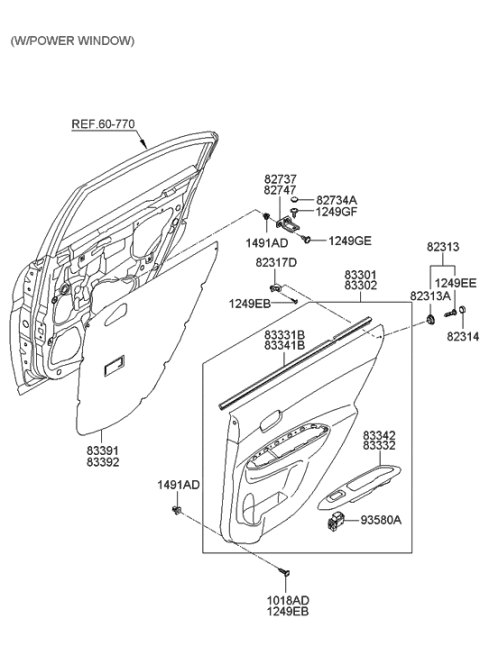 2007 Hyundai Accent Seal-Rear Door Trim LH Diagram for 83391-1E010