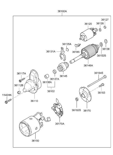 2008 Hyundai Accent Bracket Assembly-Starter,Front Diagram for 36110-22860
