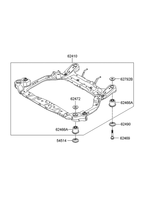 2009 Hyundai Accent Crossmember Assembly-Front Diagram for 62400-1G010