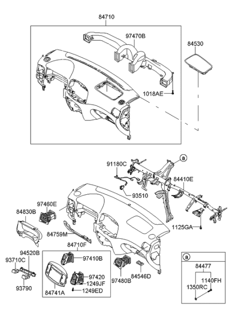 2008 Hyundai Accent Bezel Assembly-Side Air Ventilator,LH Diagram for 97460-1E250-AR