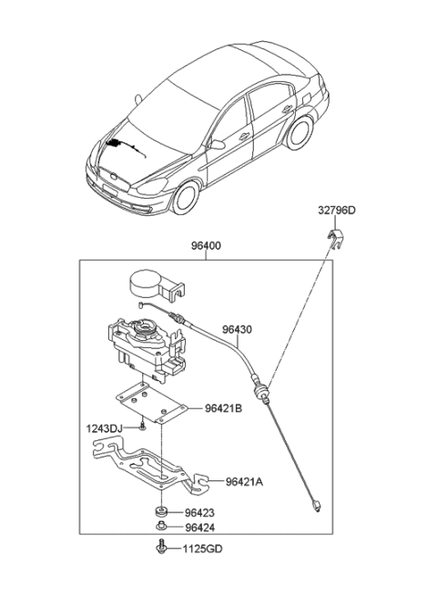 2011 Hyundai Accent Bracket-Automatic Cruise Outer Diagram for 96421-1E000