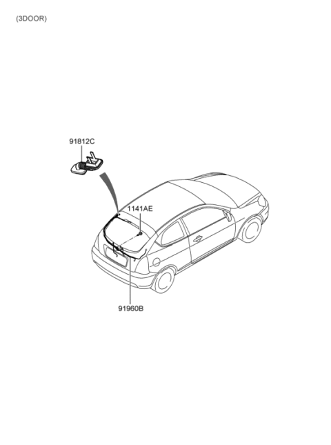 2008 Hyundai Accent Wiring Assembly-Tail Gate Diagram for 91680-1E040