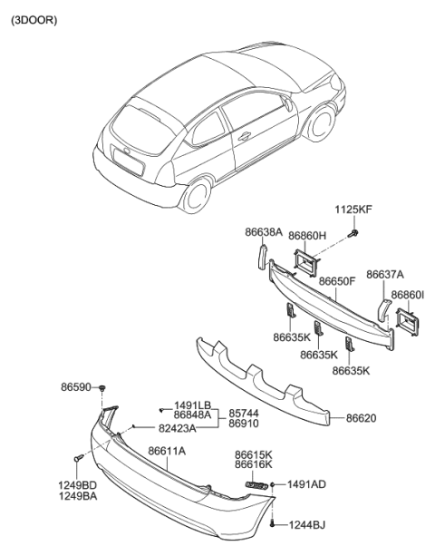 2007 Hyundai Accent Rear Bumper Diagram 2