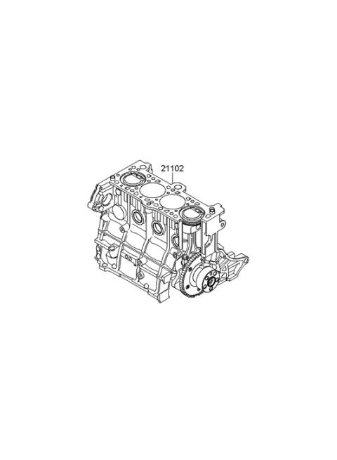 2009 Hyundai Accent Reman Short Engine Diagram for 204C2-26P04-HRM