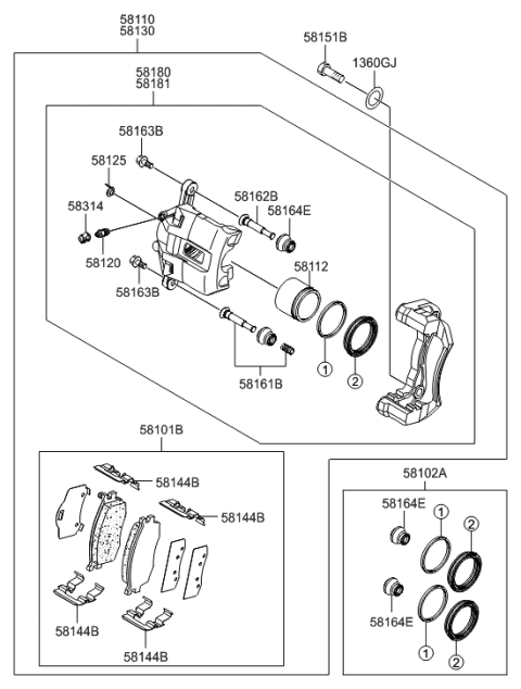 2008 Hyundai Accent Rod Assembly-Guide(A) Diagram for 58161-1G000