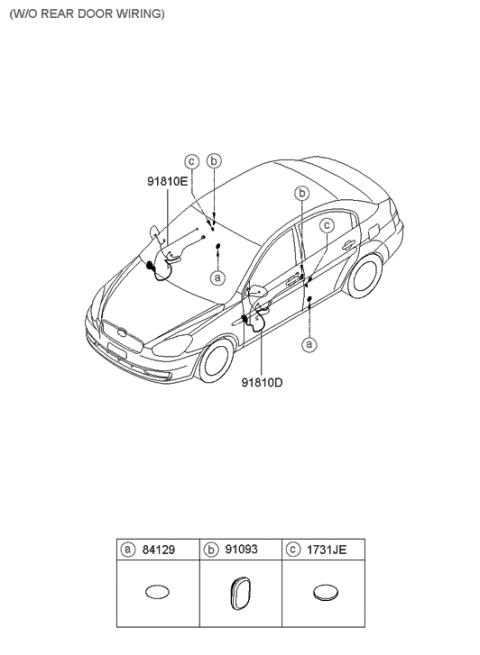 2006 Hyundai Accent Wiring Assembly-Front Door(Driver) Diagram for 91600-1E741