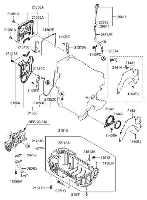 2009 Hyundai Accent Plate-Cylinder Block,Rear Diagram for 21431-26600