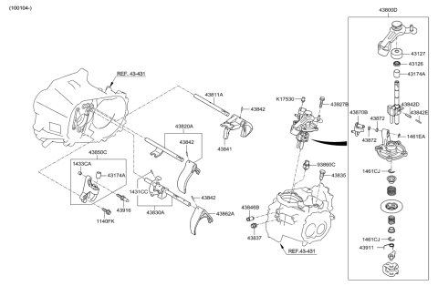 2009 Hyundai Accent Fork-Shift(1ST&2ND) Diagram for 43841-32000