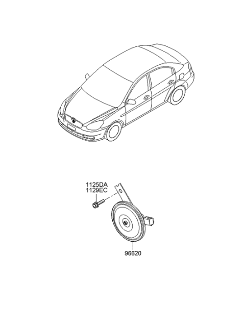 2011 Hyundai Accent Horn Assembly-High Pitch Diagram for 96620-1G000