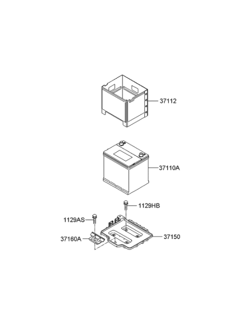 2007 Hyundai Accent Battery Assembly Diagram for 37110-1E150