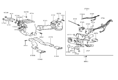 2000 Hyundai Elantra Air Conditioner & Recirculation Switch Pcb Assembly Diagram for 97271-29001