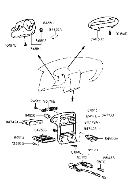 1999 Hyundai Elantra Panel-Lower Crash Pad Center Facia Diagram for 84741-29500