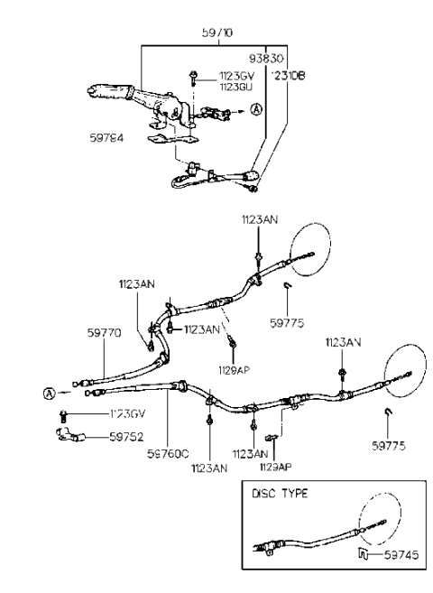 1996 Hyundai Elantra Cable Assembly-Park Brake,LH Diagram for 59760-29001