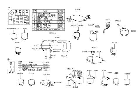 2000 Hyundai Elantra Relay Assembly-Power Diagram for 95210-29500