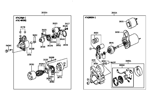 1995 Hyundai Elantra Stopper Kit-Starter Pinion Diagram for 36137-23150