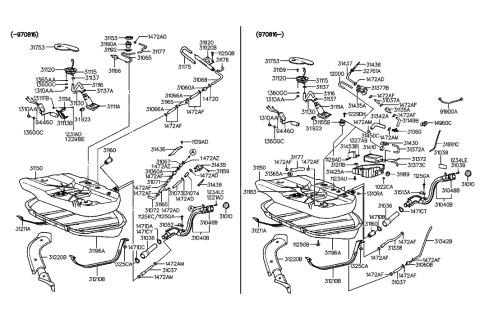 1997 Hyundai Elantra Insulator-Fuel Pump Diagram for 31117-22500