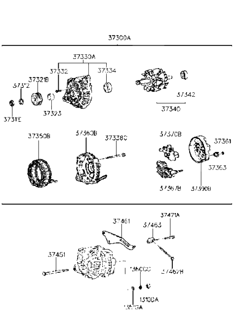 1997 Hyundai Elantra Brace-Generator Diagram for 37461-23001