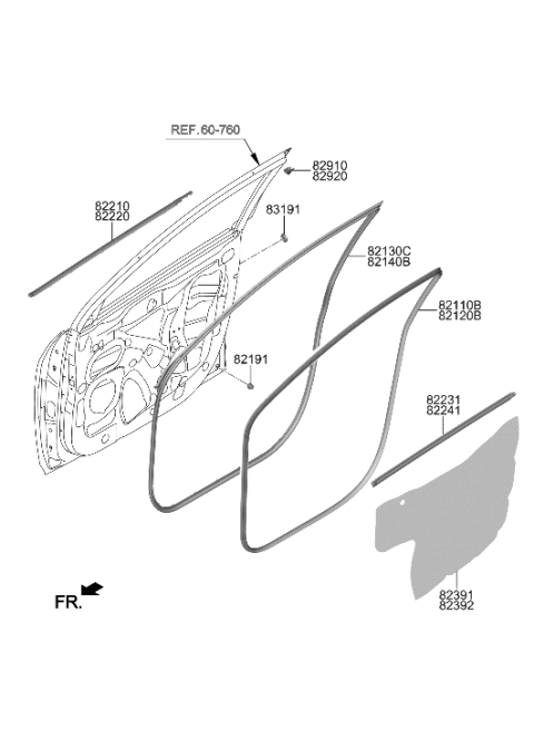 2022 Hyundai Kona N Front Door Moulding Diagram