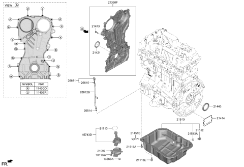 2022 Hyundai Kona N Belt Cover & Oil Pan Diagram
