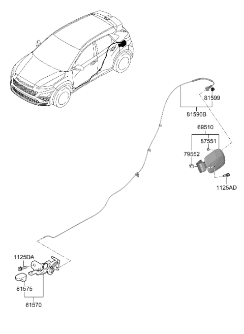 2022 Hyundai Kona N Fuel Filler Door Diagram