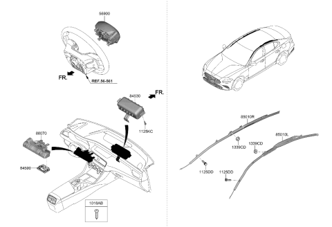 2023 Hyundai Genesis G70 Curtain Air Bag Module,LH Diagram for 80410-G9000