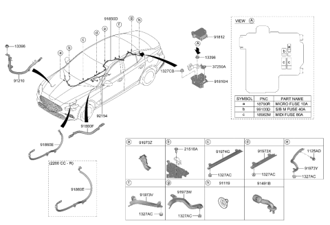 2022 Hyundai Genesis G70 Wiring Assembly-Battery Diagram for 91850-G9010