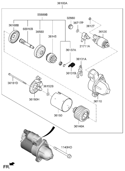 2022 Hyundai Genesis G70 Yoke Assembly-Starter Diagram for 36160-2G300
