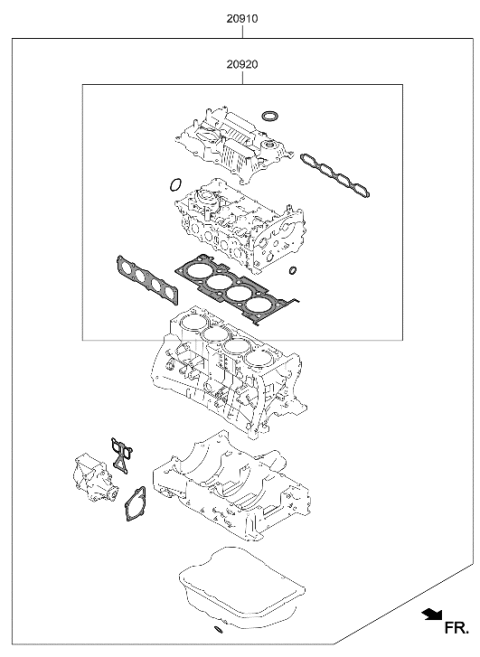 2022 Hyundai Genesis G70 Gasket Kit-Engine Overhaul Upper Diagram for 20920-3LA04