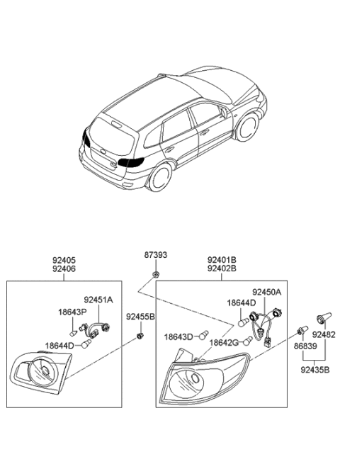 2011 Hyundai Santa Fe Lamp Assembly-Rear Combination Outside,LH Diagram for 92401-0W500