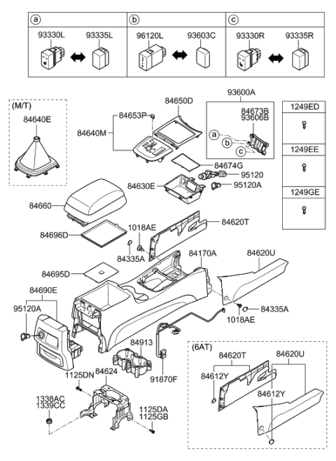 2011 Hyundai Santa Fe Cover-Console Storage Box Diagram for 84695-0W002-SH