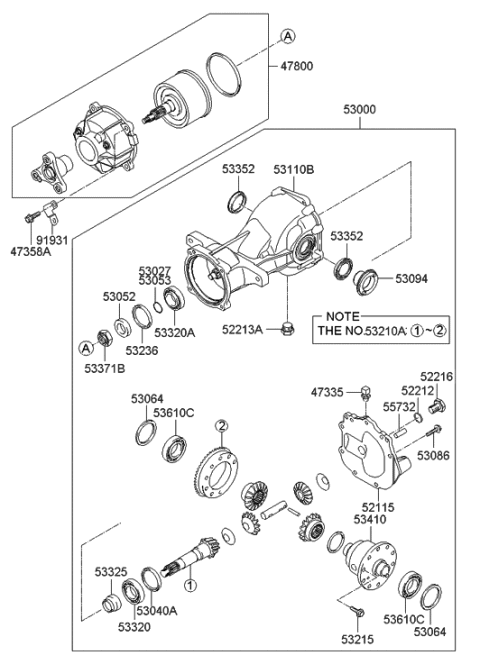 2011 Hyundai Santa Fe Coupling & Differential Carrier Assy Diagram