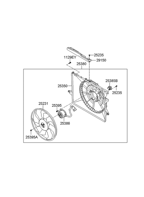 2011 Hyundai Santa Fe Motor-Radiator Cooling Fan Diagram for 25386-1U200