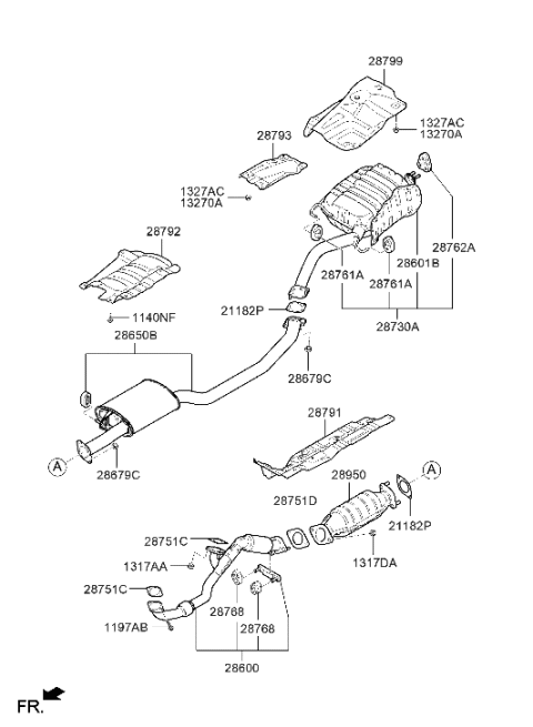 2011 Hyundai Santa Fe Hanger-Exhaust Pipe Diagram for 28761-3B000