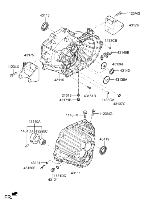 2011 Hyundai Santa Fe Transaxle Case-Manual Diagram