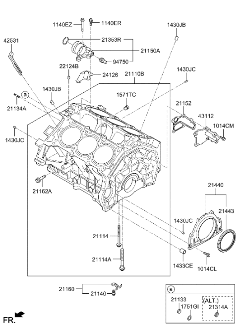 2011 Hyundai Santa Fe Gasket-Oil Drain Cover Diagram for 21152-3CAA0