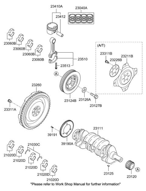 2011 Hyundai Santa Fe Bearing Set-Crank Shaft Diagram for 21020-3C930