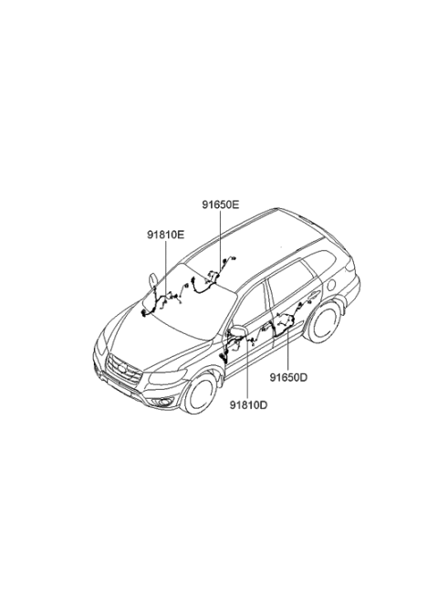 2012 Hyundai Santa Fe Wiring Assembly-Rear Door LH Diagram for 91655-0W000