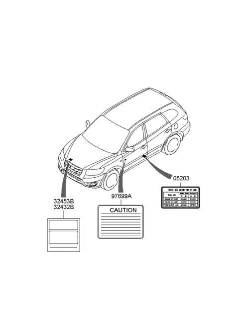 2012 Hyundai Santa Fe Label-1 Diagram for 32450-3CAF1