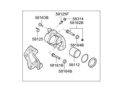 Hyundai 58180-4RA00 CALIPER Kit-Front Brake,LH