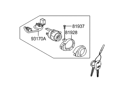 Hyundai 81900-3SA00 Key Sub Set-Steering Lock
