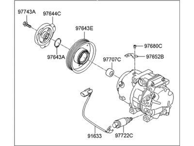 2016 Hyundai Santa Fe Sport A/C Compressor - 97701-1U500