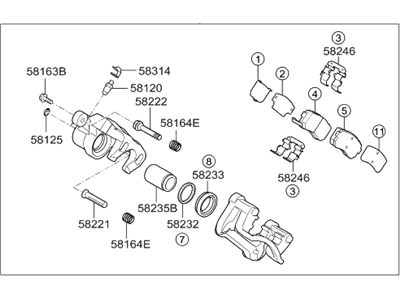 Hyundai 58210-2L300 Brake Assembly-Rear Wheel,LH