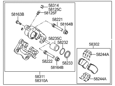 Hyundai 58230-2T600 Brake Assembly-Rear Wheel,RH
