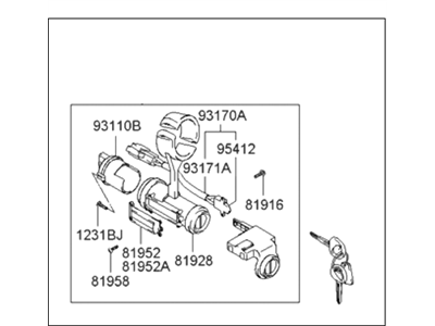 Hyundai 81900-2DA20 Lock Assembly-Steering & Ignition