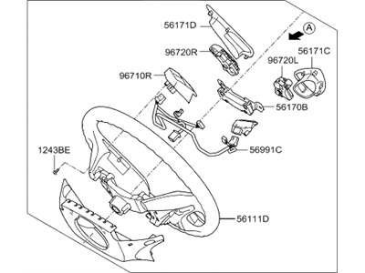 Hyundai 56110-4R310-YDA Steering Wheel Assembly