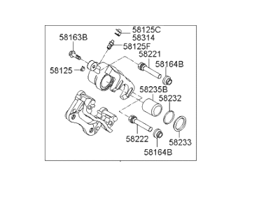 Hyundai 58311-3QA10 Caliper Kit-Rear Brake,RH
