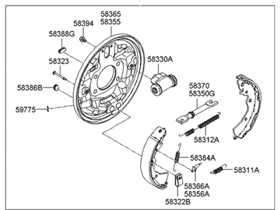 Hyundai 58310-1G000 Drum Brake Assembly-Rear,LH